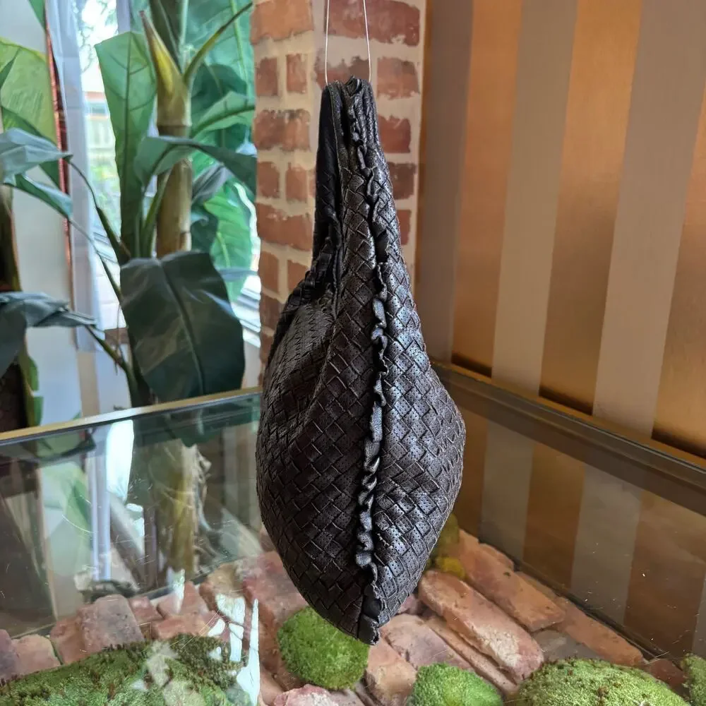 BOTTEGA VENETA Perforated Intreciatto Hobo Brown